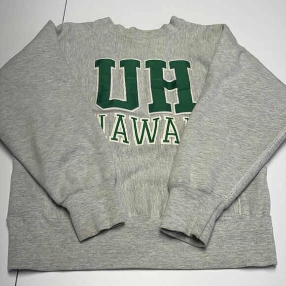Vintage 90s University of Hawaii Sweatshirt Mens M Gray Weave College Artex - Picture 4 of 14
